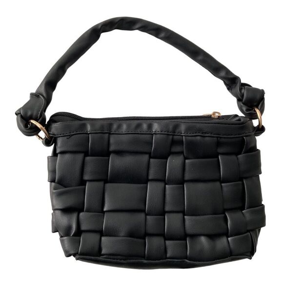 L.A Express Y2K Vibe Woven Padded Shoulder Bag in Black Size Small - Picture 3 of 11